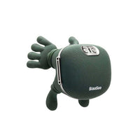 Green stuffed animal with a speaker attached, featuring the brand 'SiaSoo'.


